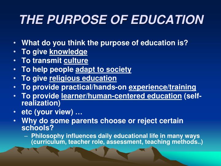 what is the purpose of education
