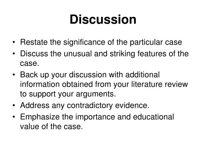 how to write a discussion for a case study