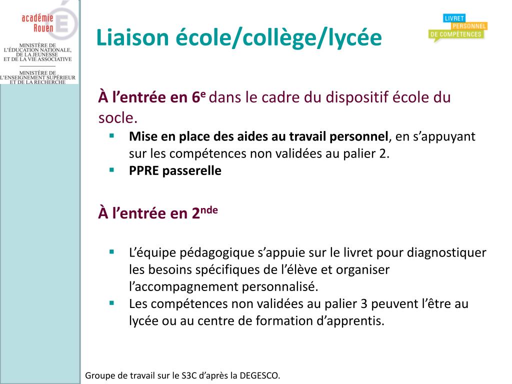 PPT - Mise en œuvre du livret personnel de compétences PowerPoint ...