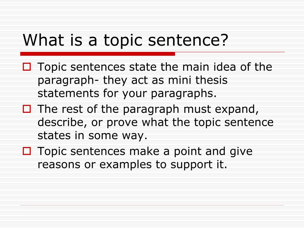 the topic sentence of essay