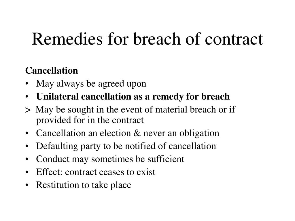 assignment on remedies for breach of contract