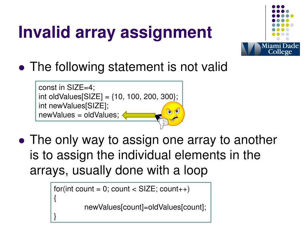 invalid array assignment