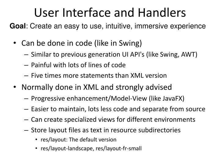 user interface and handlers n.