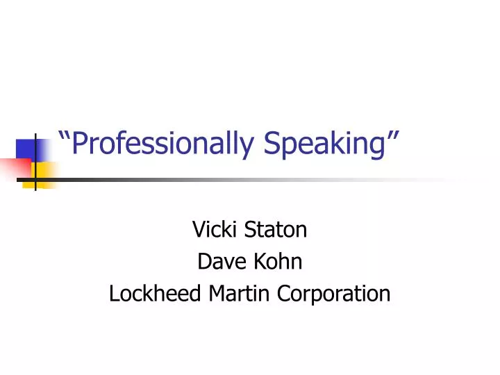 professionally speaking n.