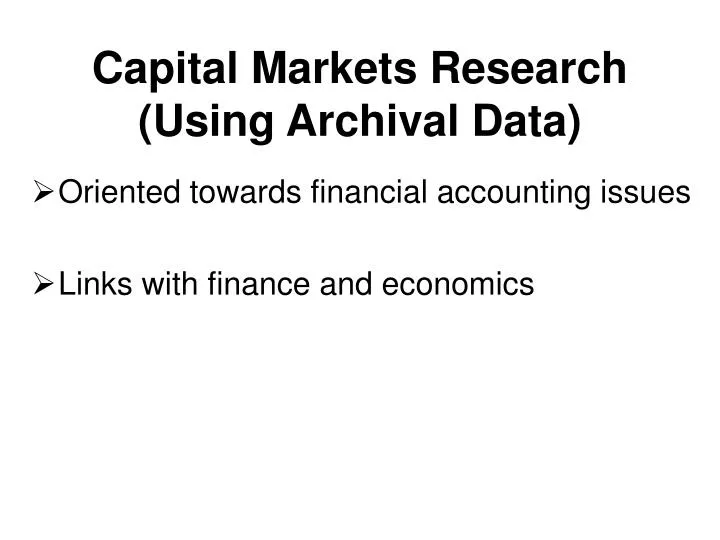 research paper on capital markets