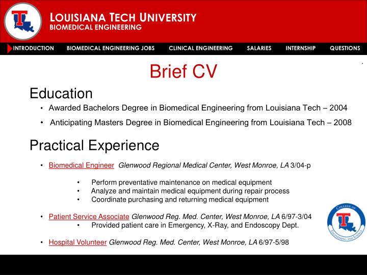 PPT - EMPLOYMENT OUTLOOK IN BIOMEDICAL ENGINEERING PowerPoint