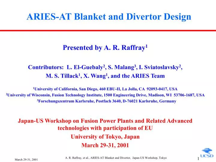 aries at blanket and divertor design n.