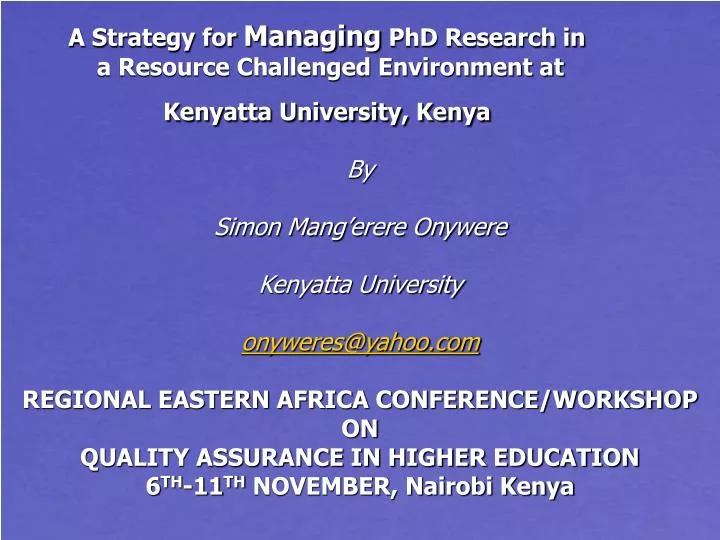 phd in strategic management kenyatta university
