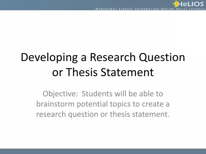 developing research questions dissertation