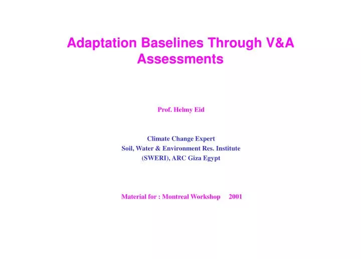 adaptation baselines through v a assessments n.