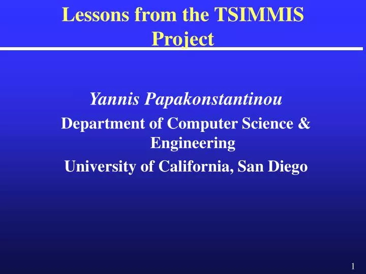 lessons from the tsimmis project n.