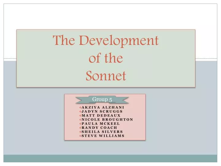 the development of the sonnet n.