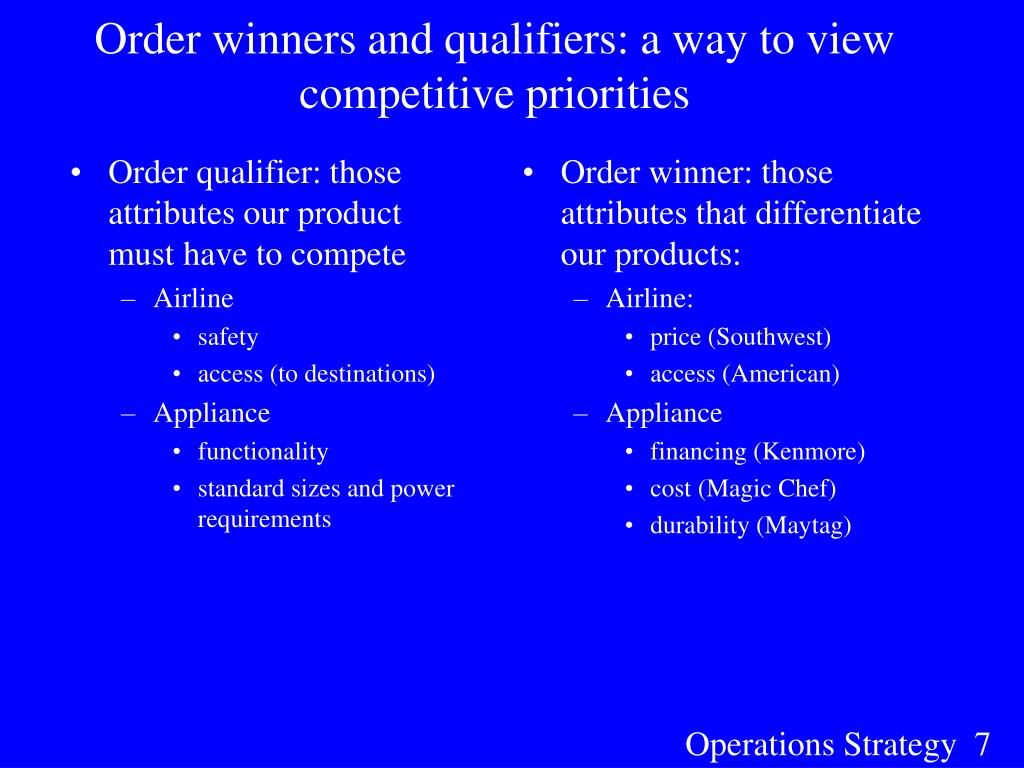 order winners and order qualifiers