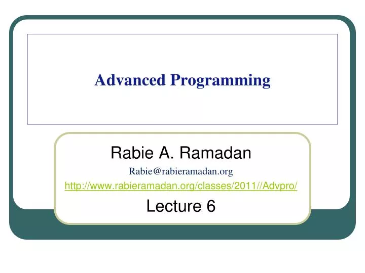 PPT - Advanced Programming PowerPoint Presentation, free download - ID ...