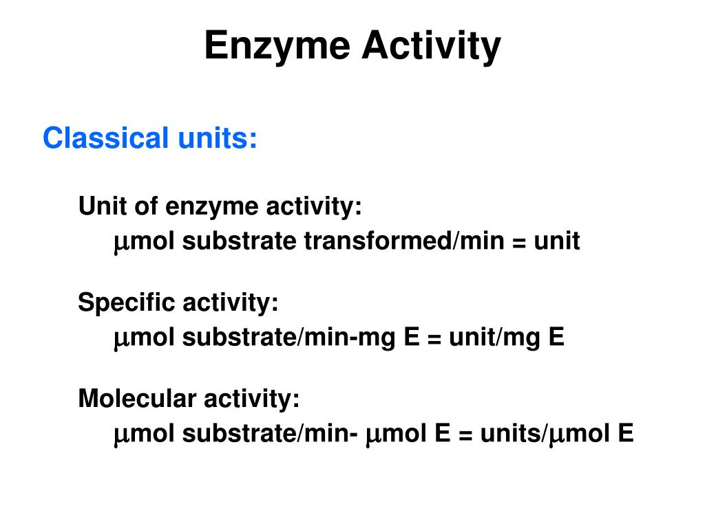 PPT Calculations of Enzyme Activity PowerPoint