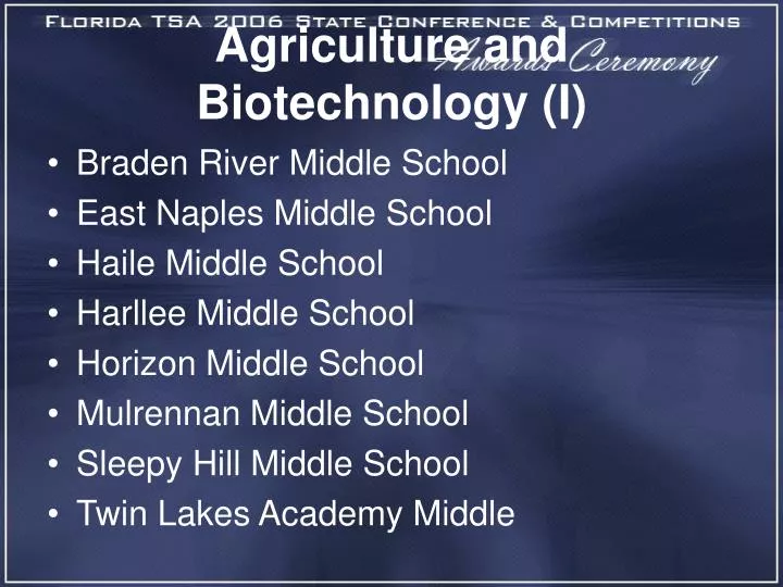 agriculture and biotechnology i n.