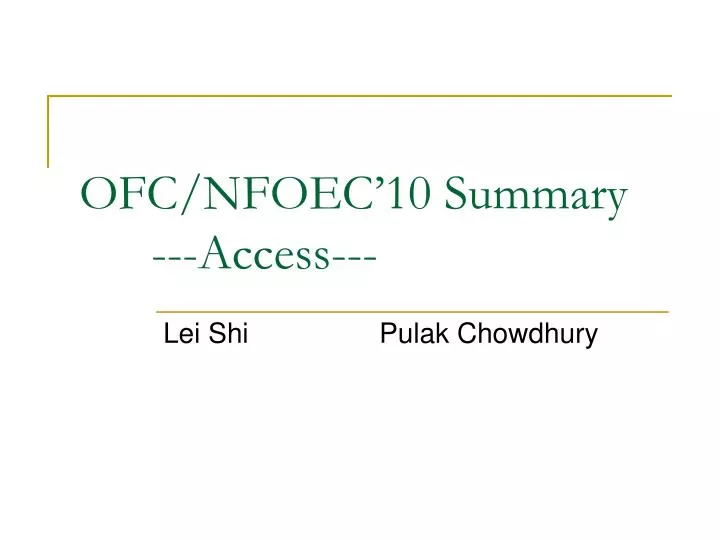 ofc nfoec 10 summary access n.