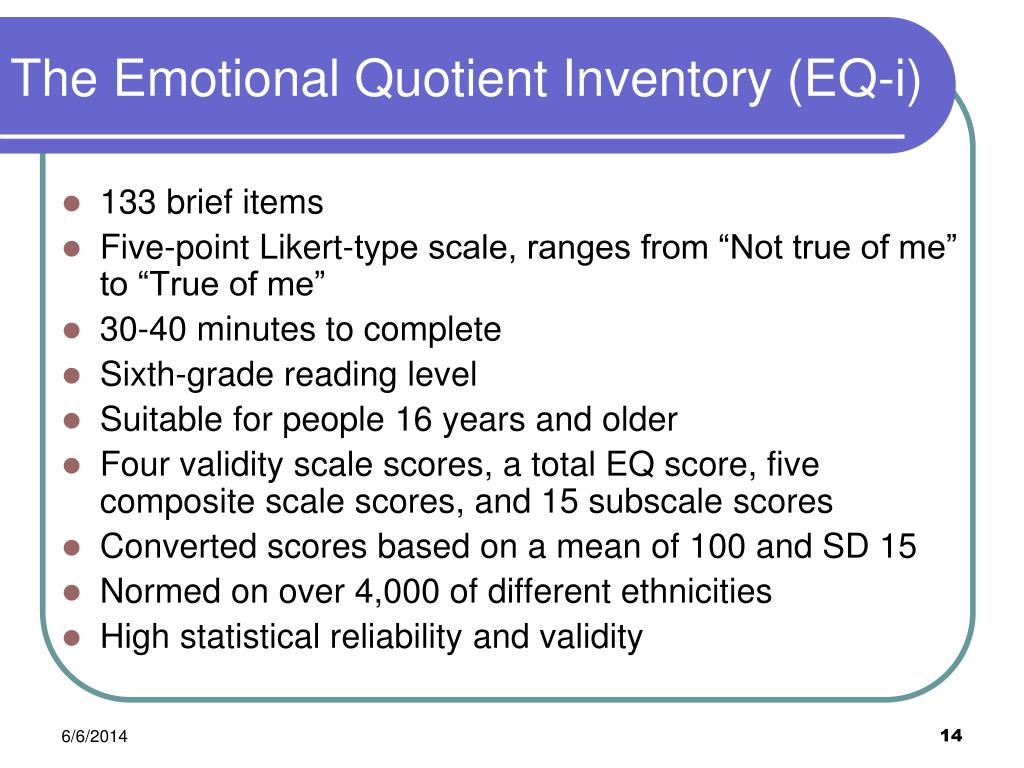 PPT - Bar-On Emotional Quotient Inventory (EQ-i) PowerPoint Presentation -  ID:1186703