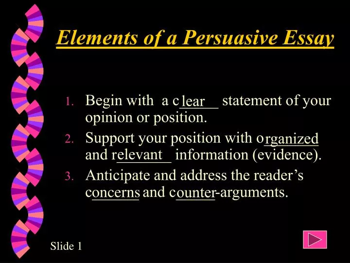 components of a persuasive essay