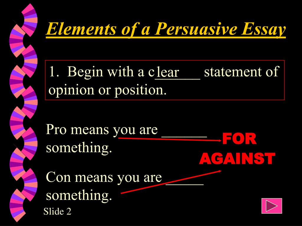what are the 3 components of a persuasive essay