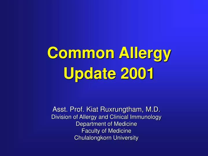 common allergy update 2001 n.
