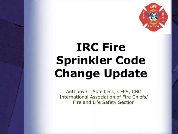 irc fire sprinkler code change update n.