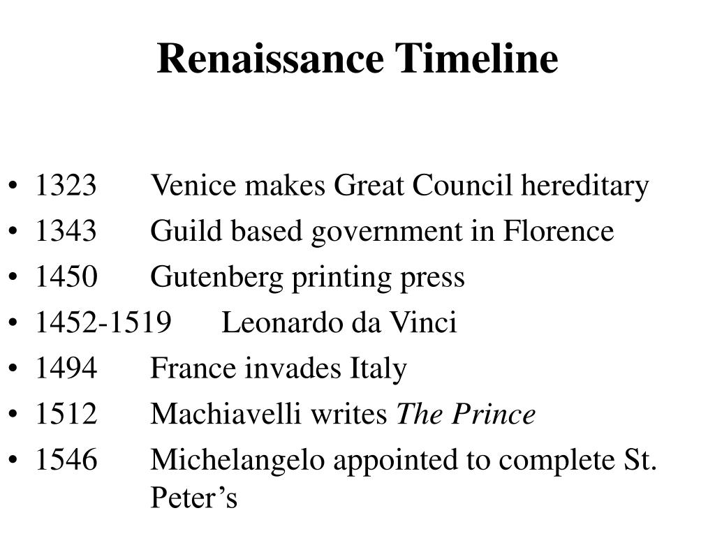 PPT Renaissance Timeline PowerPoint Presentation, free download ID