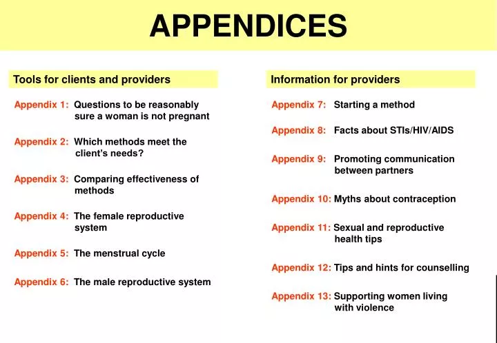 powerpoint presentation appendix