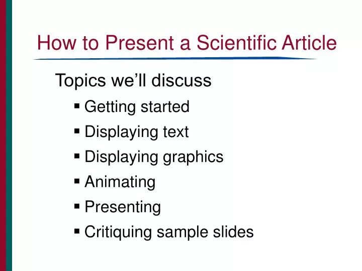 presentation on a scientific article