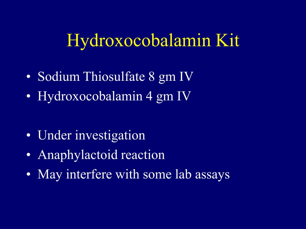 hydroxocobalamin cyanide antidote kit