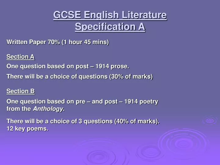 english literature coursework questions The english language and literature course is one of the broadest in the country, giving you the chance to study writing in english from its origins in anglo-saxon england to the literature of the 20th and early 21st centuries as well as british literature, you can study works written in english from other parts of the world the course also. english literature coursework questions The english language and literature course is one of the broadest in the country, giving you the chance to study writing in english from its origins in anglo-saxon england to the literature of the 20th and early 21st centuries as well as british literature, you can study works written in english from other parts of the world the course also.