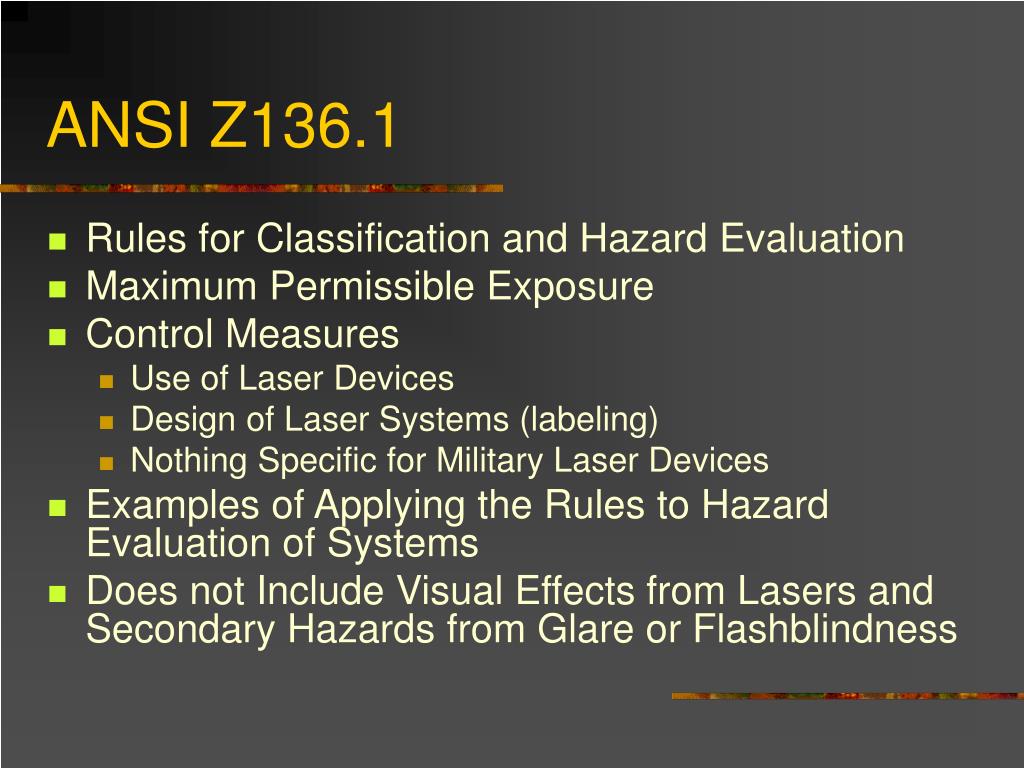PPT - Development of ANSI Z136.6 PowerPoint Presentation, free download