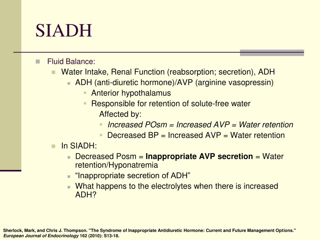 Ppt Hyponatremia In Siadh Role Of The Vaptans Powerpoint