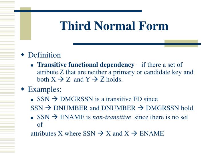 ppt functional dependencies and normalization for relational third normal form example