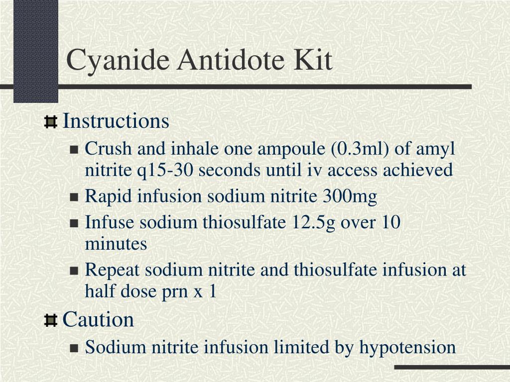 cyanide antidote kit contains