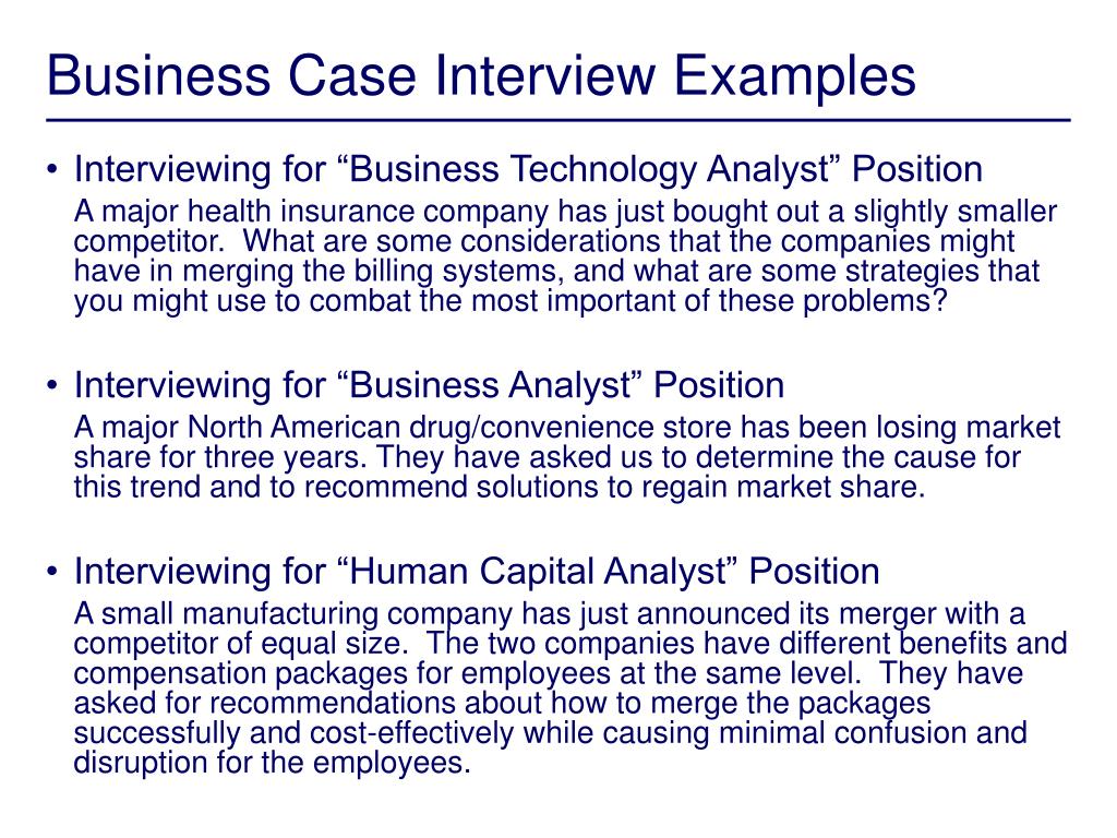 business case presentation for interview