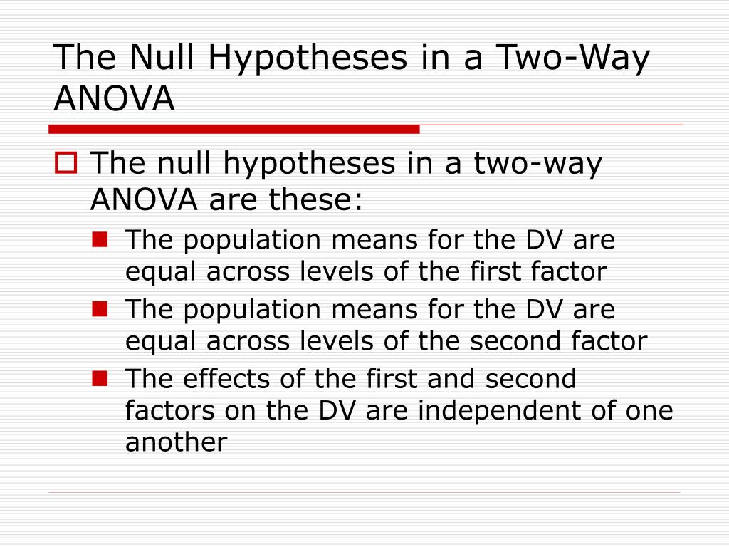 alternative hypothesis for two way anova