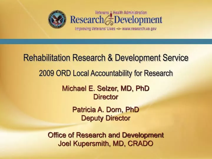 rehabilitation research development service 2009 ord local accountability for research n.