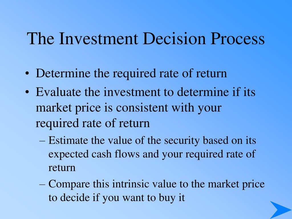 Ppt The Investment Decision Process Powerpoint Presentation Free Download Id120012