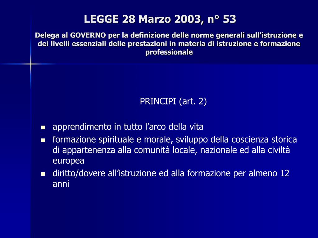 Legge N 53 Del 2003 Sintesi PPT - L’IRC nella riforma della scuola: un primo bilancio PowerPoint