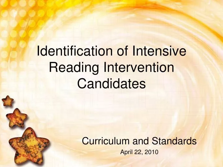 identification of intensive reading intervention candidates n.