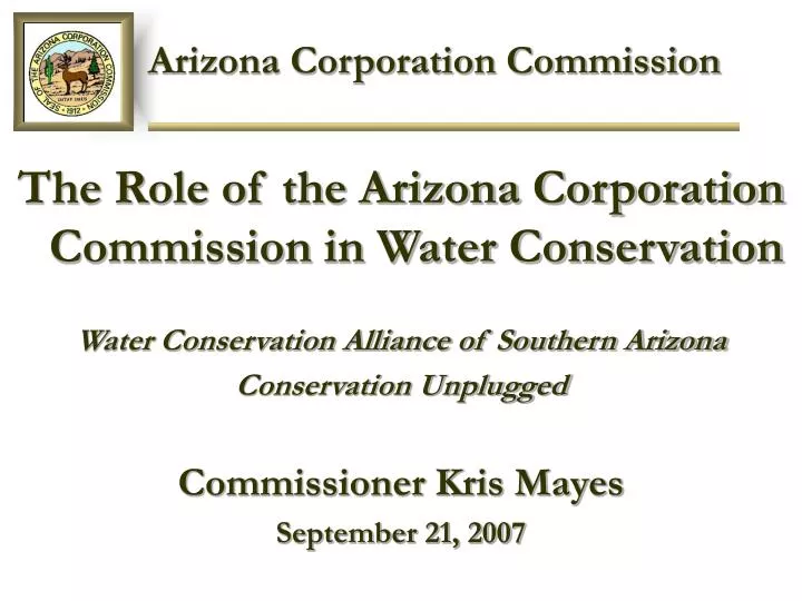 PPT - Arizona Corporation Commission PowerPoint Presentation, Free ...