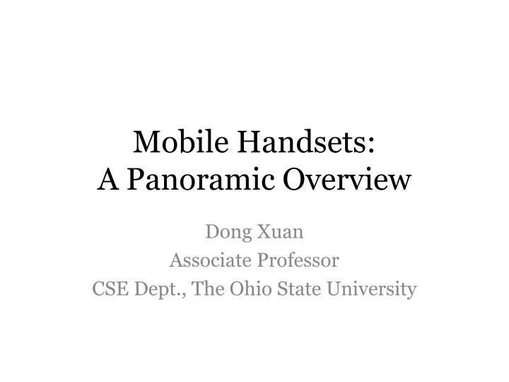 mobile handsets a panoramic overview n.