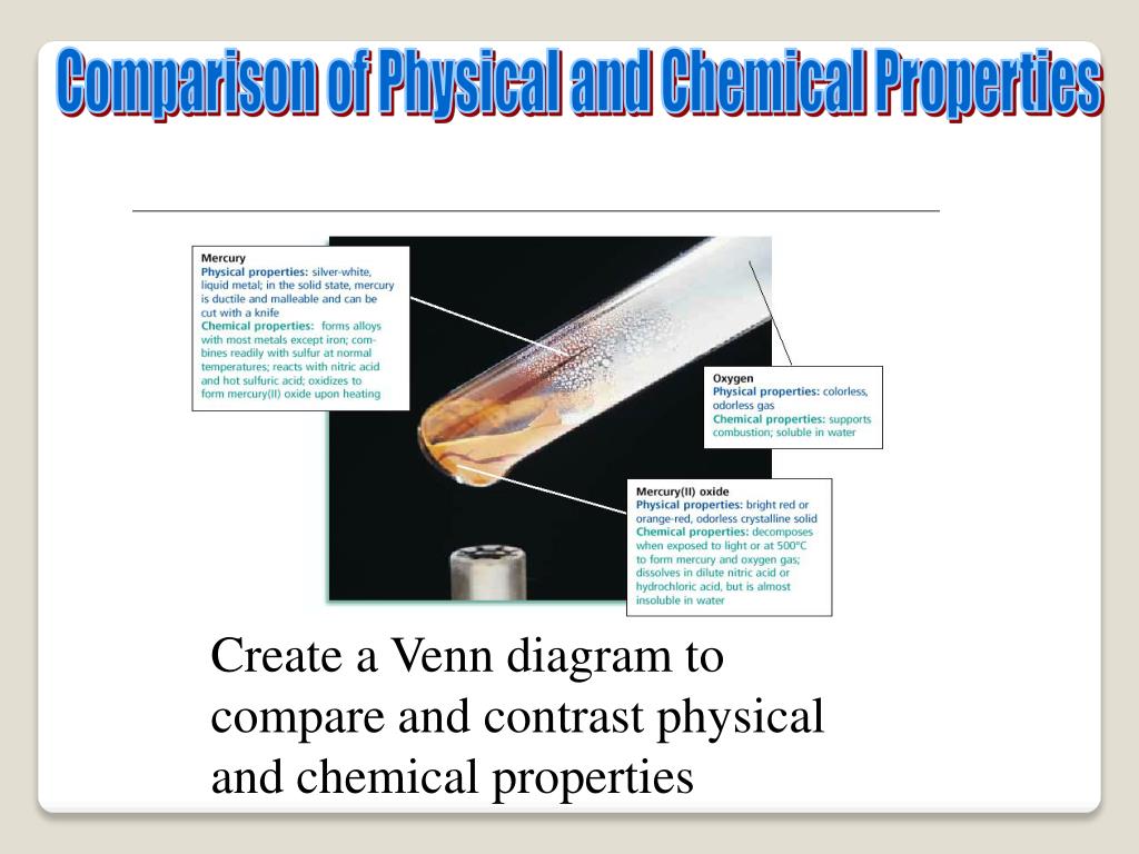 ppt physical and chemical changes powerpoint presentation compare and contrast physical and chemical properties venn diagram