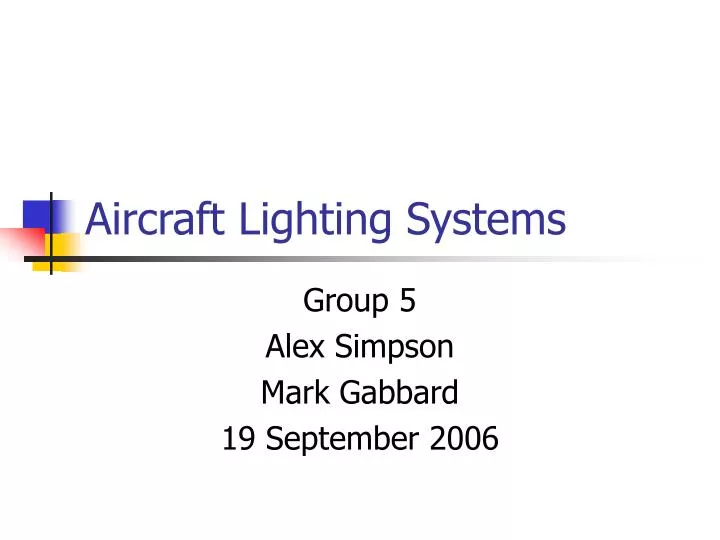 aircraft lighting systems n.