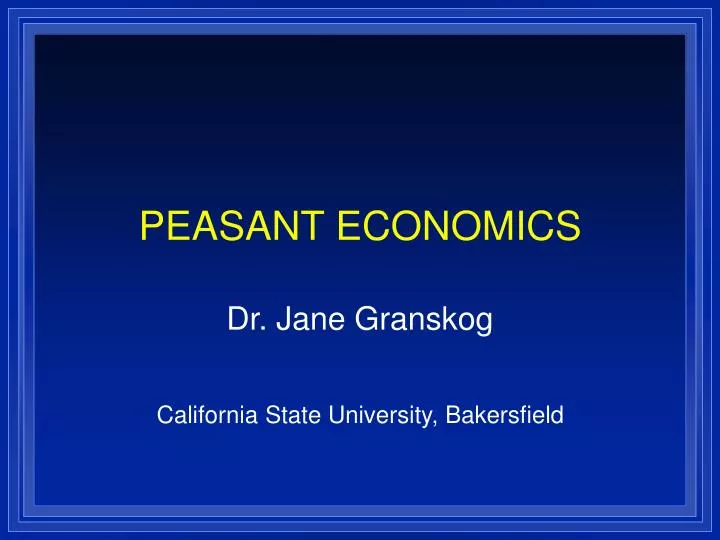 peasant economics n.