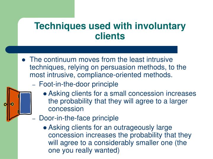 working with involuntary clients Edited by ronald h rooney involuntary clients are required to see a professional, such as juveniles on probation, or are pressured to seek help, such as alcoholics threatened with the. working with involuntary clients Edited by ronald h rooney involuntary clients are required to see a professional, such as juveniles on probation, or are pressured to seek help, such as alcoholics threatened with the.