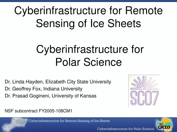cyberinfrastructure for remote sensing of ice sheets cyberinfrastructure for polar science n.
