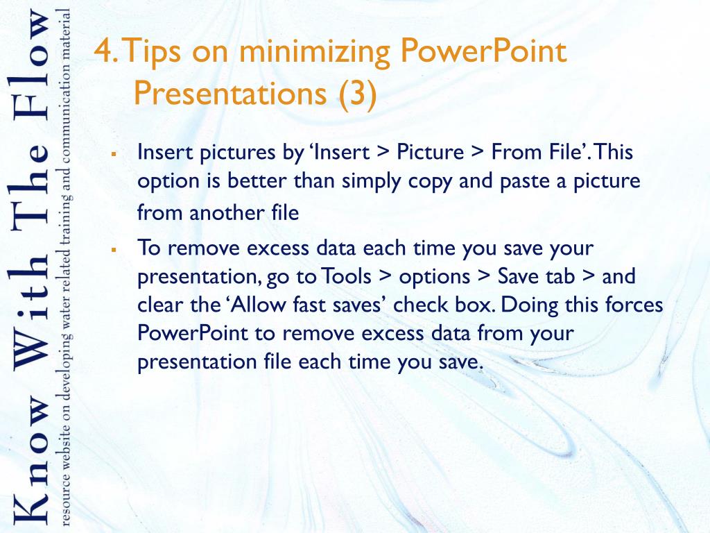 how to minimize powerpoint presentation size