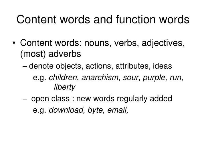 what is another word for content words